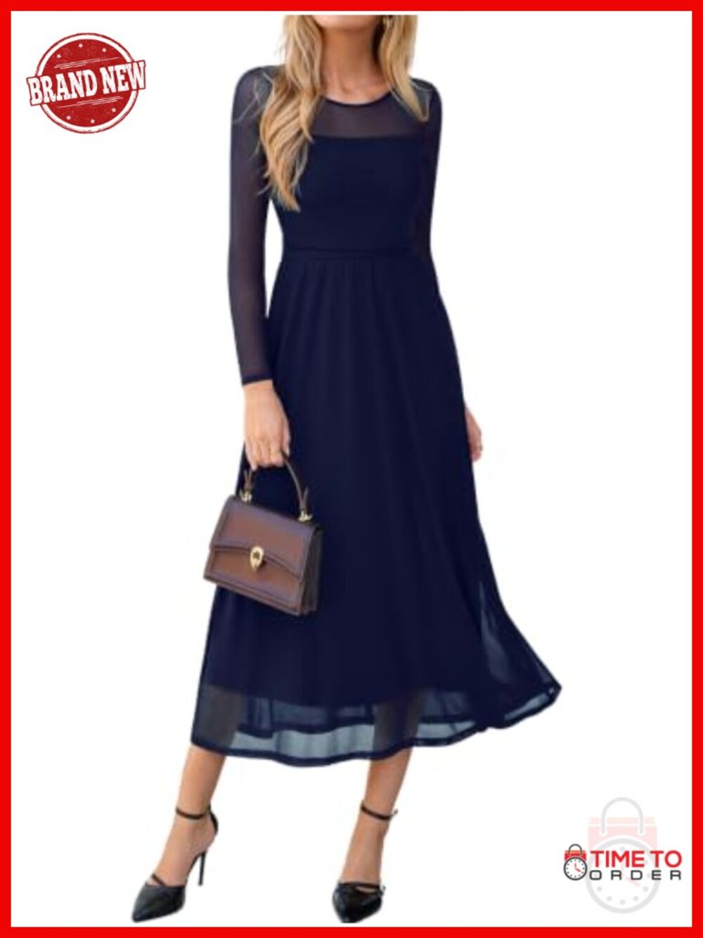 Womens Sheer Mesh Maxi Dress Long Sleeve Floral Wedding Guest